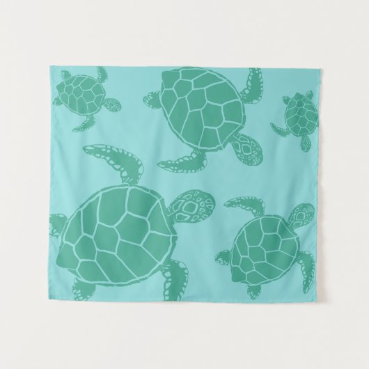 Cute Zee Turtles Blue Ocean Wandkleed (Voorkant (horizontaal))