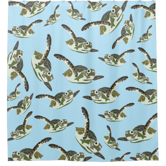 Cute Zee Turtles Patroon Douchegordijn (Voorkant)