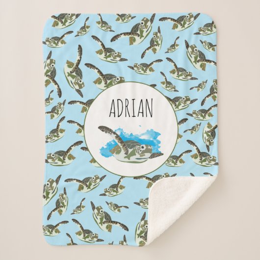 Cute Zee Turtles Patroon Sherpa Deken (Voorkant)