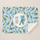 Cute Zee Turtles Patroon Sherpa Deken (Voorkant (horizontaal))