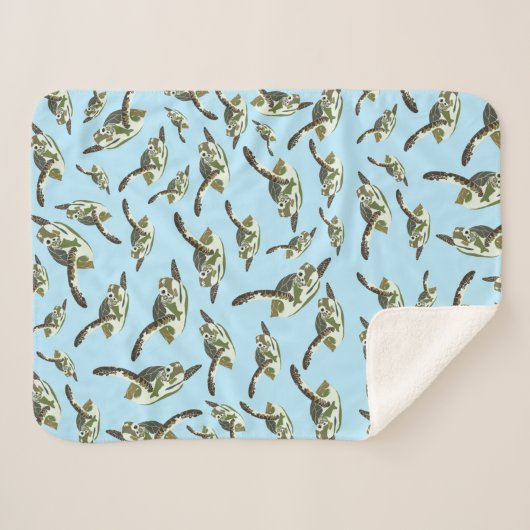 Cute Zee Turtles Patroon Sherpa Deken (Voorkant (horizontaal))