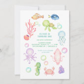 Cute zee wereld Birthday Party Invitation Kaart (Voorkant)