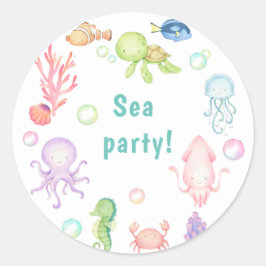 Cute zee ​ wereld ​ Birthday Party Invitation Ronde Sticker