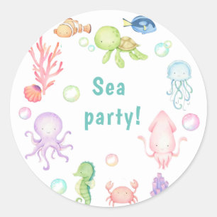 Cute zee ​ wereld ​ Birthday Party Invitation Ronde Sticker