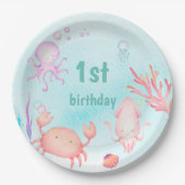 Cute zee ​ wereld ​ Birthday Party Papieren Bordje (Voorkant)