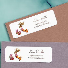 Cute Zeemeermin Baby Aankondiging Retouradres Etiket