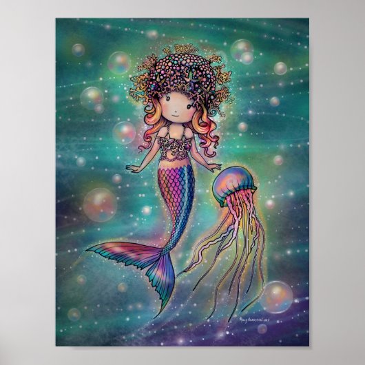 Cute Zeemeermin en Kwallen Poster Molly Harrison (Voorkant)