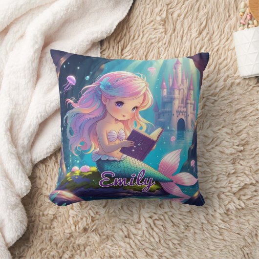 Cute Zeemeermin Leest Vierkante Kussen (Deken)