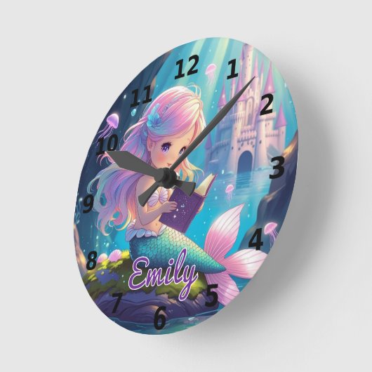 Cute Zeemeermin Lezende Wandklok (Hoek)