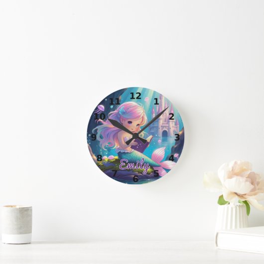 Cute Zeemeermin Lezende Wandklok (Huis)