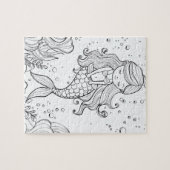 Cute Zeemeermin Oceaan Kleurplaat Legpuzzel (Horizontaal)