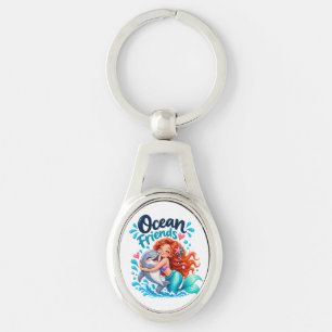 Cute Zeemeermin Oceaangenoten Dolfijn Ontwerp Sleu Sleutelhanger