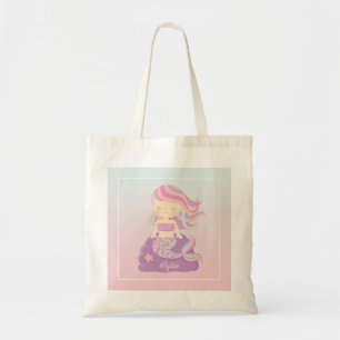 Cute Zeemeermin Ombre Meisje Naam Boodschappentas Tote Bag