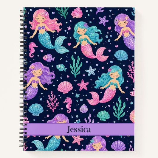 Cute Zeemeermin Patroon Notitieboek (Voorkant)