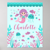 Cute Zeemeermin Persoonlijke Meisje Slaapkamer Muu Poster (Voorkant)