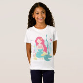 Cute Zeemeermin Roze en Mint T-Shirt (Voorkant volledig)