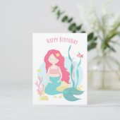    Cute Zeemeermin Roze en Mint Verjaardag voor Me Briefkaart (Staand voorkant)