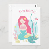    Cute Zeemeermin Roze en Mint Verjaardag voor Me Briefkaart (Voorkant / Achterkant)