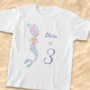 Cute Zeemeermin Verjaardag Meisje Shirt Leeftijd 3