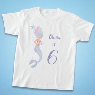 Cute Zeemeermin Verjaardag Meisje Shirt Leeftijd 6