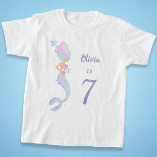 Cute Zeemeermin Verjaardag Meisje Shirt Leeftijd 7
