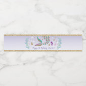 Cute Zeemeermin Verjaardag Onder de Zee Feestgoede Waterfles Etiket (Enkel label)