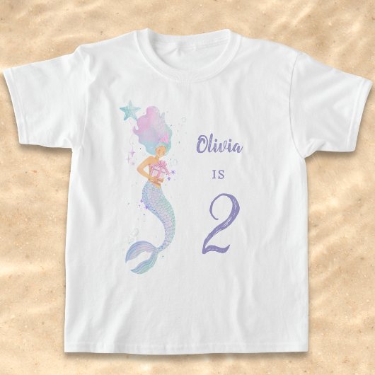 Cute Zeemeermin Verjaardag Shirt Leeftijd 2