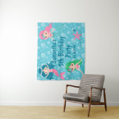 Cute Zeemeermin Verjaardagsfeest Achtergrond Wandkleed (In situ)