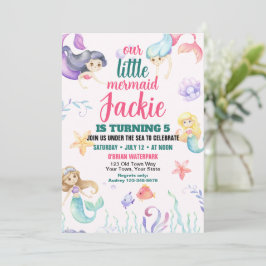 Cute Zeemeermin Verjaardagsfeest Uitnodiging