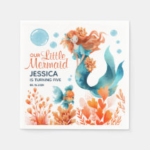 Cute Zeemeermin Watercolor Meisjes Verjaardagsfees