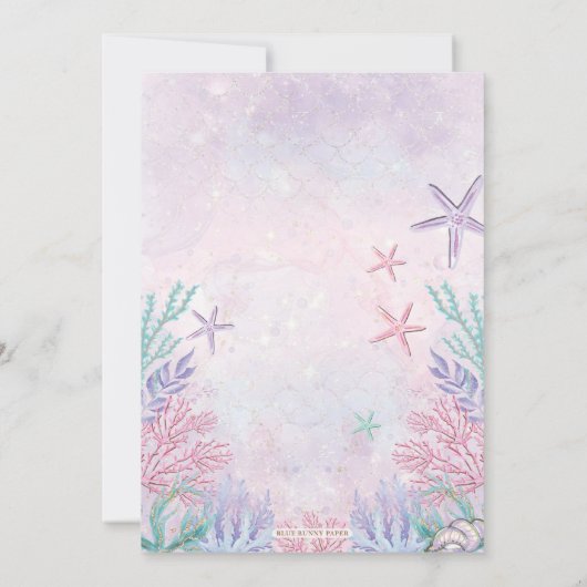 Cute Zeemeermin Zwembad Feest Onder de Zee Verjaar Kaart (Achterkant)