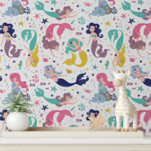 Cute Zeemeerminnen Meisjes Nursery Peel and Stick