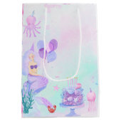 Cute Zeemeisjes Verjaardagsfeestje Medium Cadeauzakje (Achterkant)