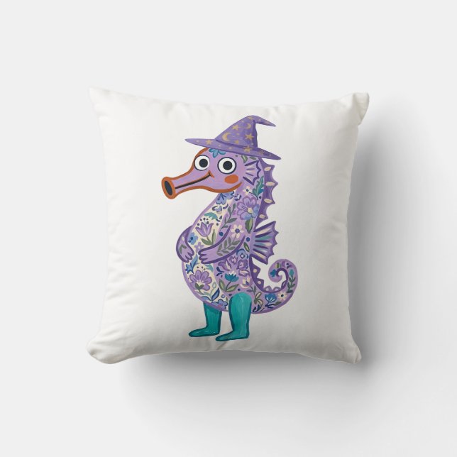Cute Zeepaard Worpkussen Vintage Bloemen Kussen (Voorkant)