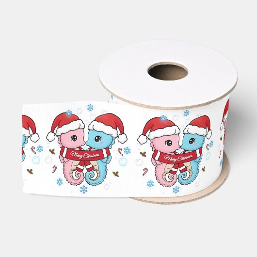 Cute Zeepaardjes Kerstlint Grosgrain Lint (Spoel)