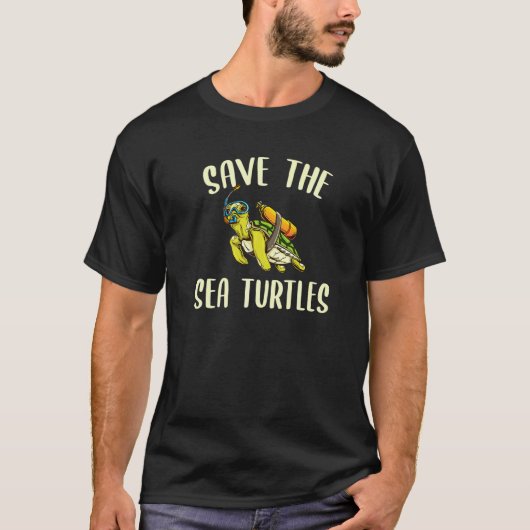 Cute Zeeschildpad Duikontwerp T T-shirt (Voorkant)