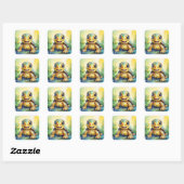 Cute Zeeschildpad Vierkante Sticker (Vel)