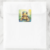 Cute Zeeschildpad Vierkante Sticker (Tas)