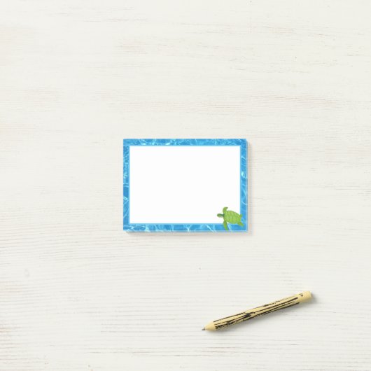 Cute Zeeschildpad & Water Frame Post-it® Notes (Op bureau)