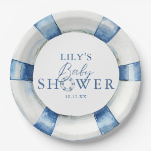 Cute Zeevaart Oceaan Reddingsboei Baby Shower Papieren Bordje