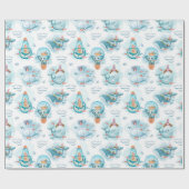 Cute Zeezoogdieren Waterverf Patroon Cadeaupapier (Vlak)