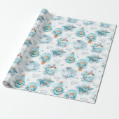 Cute Zeezoogdieren Waterverf Patroon Cadeaupapier (Uitgerold)