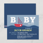 Cute zeilboot Nautical baby shower Kaart (Voorkant / Achterkant)