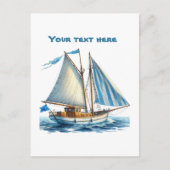 Cute zeilboot op het strand voeg tekst toe briefkaart (Voorkant)