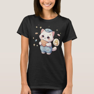 Cute Zeiler Kitten Snack Aanval Meow - Kawaii Kok T-shirt