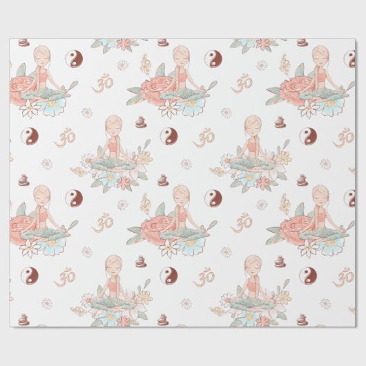 Cute Zen Yoga Meditation Lotus Namaste Gift Cadeaupapier (Vlak)