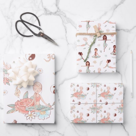 Cute Zen Yoga Meditation Lotus Namaste Inpakpapier Vel (Voorkant)
