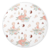 Cute Zen Yoga Meditation Lotus Namaste Pastel Keramische Knop (Voorkant)