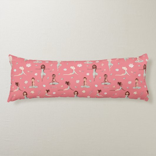 Cute Zen Yoga Meditation Pink Girly Namaste Lichaamskussen (Voorkant)