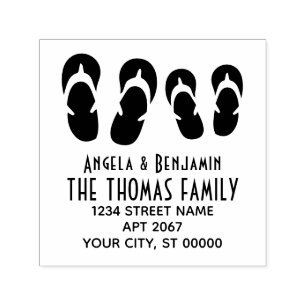 Cute Zijn & Haar Flip Flops Koppel Naam Adres Zelfinktende Stempel